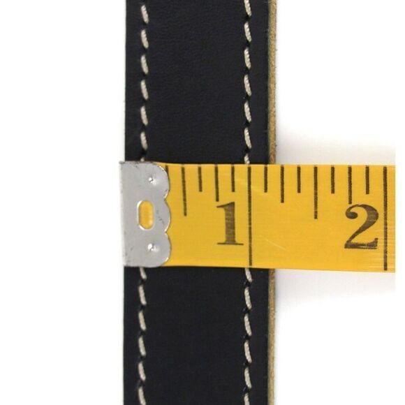VTG SADDLE BLACK GENUINE LEATHER 1 1/8"Wd STITCH CASUAL DRESS MEN'S BELT 30 (35M - Picture 6 of 10